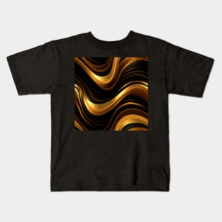 Golden Harmony: Abstract Stripes in Luxe Gold Kids T-Shirt